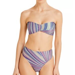 Frankies Bikinis Strapless Bandeau Bikini Top – Multicolor Stripe – Size S